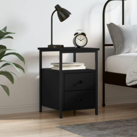 Bedside Cabinet Black 34x35.5x50 cm Engineered Wood