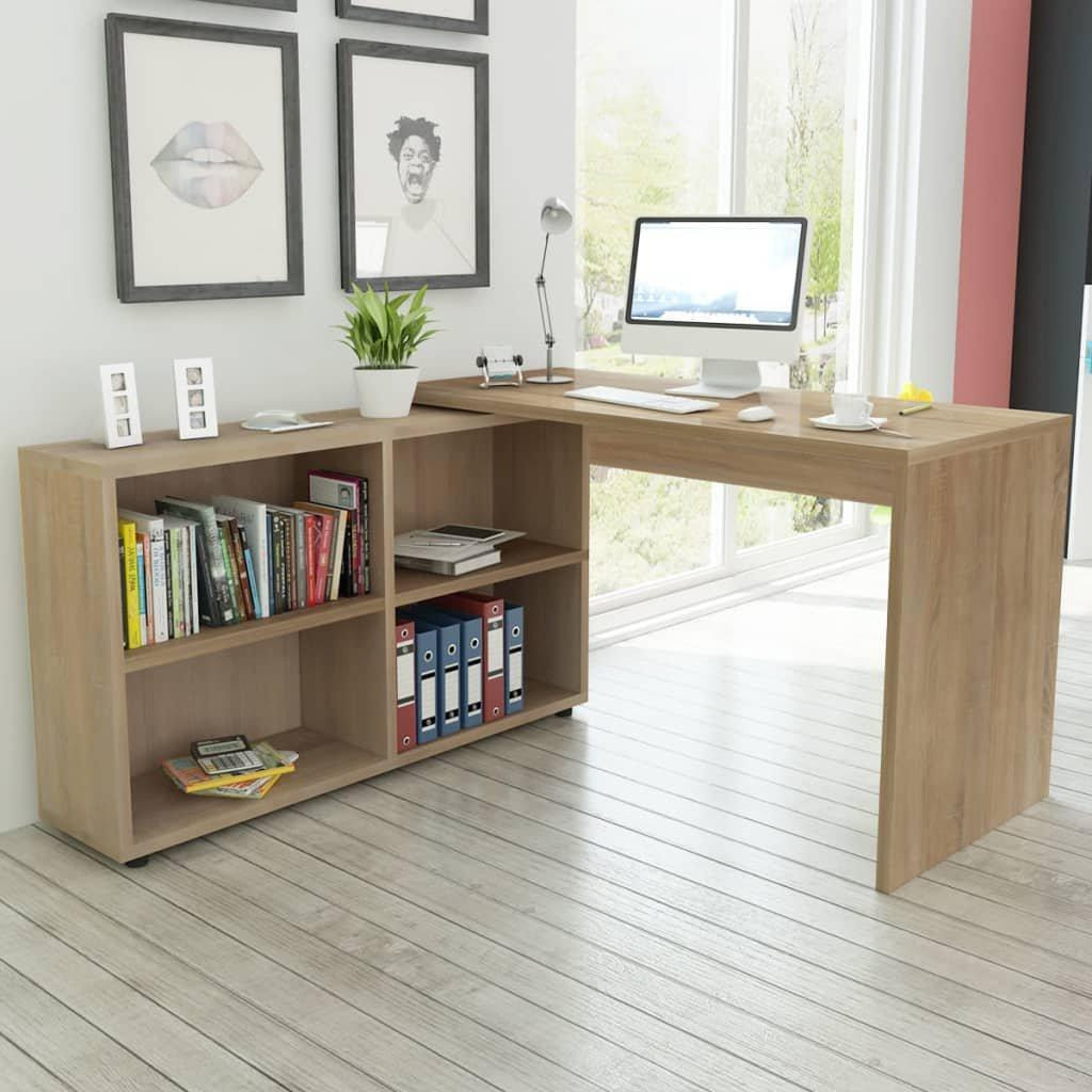 Corner Desk 4 Shelves Oak - image 1