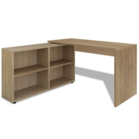 Corner Desk 4 Shelves Oak - thumbnail 2