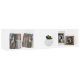 CD Wall Shelf White 75x18x18 cm Engineered Wood - thumbnail 3