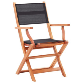 Folding Garden Chairs 8 pcs Black Solid Eucalyptus Wood&Textilene - thumbnail 3