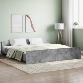 Bed Frame with Headboard with Footboard Concrete Grey 180x200 cm Super King - thumbnail 1