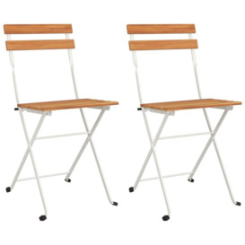 Folding Bistro Chairs 2 pcs Solid Wood Acacia and Steel - thumbnail 2