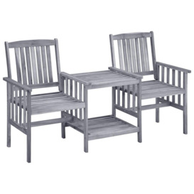 Garden Chairs with Tea Table 159x61x92 cm Solid Acacia Wood - thumbnail 1