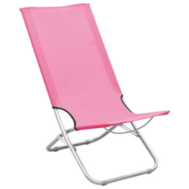 Folding Beach Chairs 2 pcs Pink Fabric - thumbnail 2
