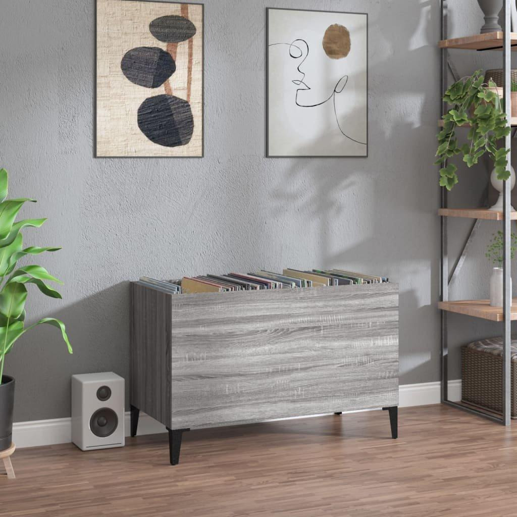 Record Cabinet Grey Sonoma 74.5x38x48 cm Engineered Wood - image 1