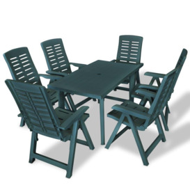 7 Piece Outdoor Dining Set Plastic Green - thumbnail 1
