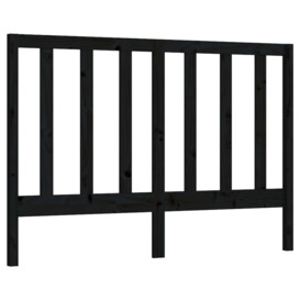 Bed Headboard Black 156x4x100 cm Solid Wood Pine - thumbnail 2