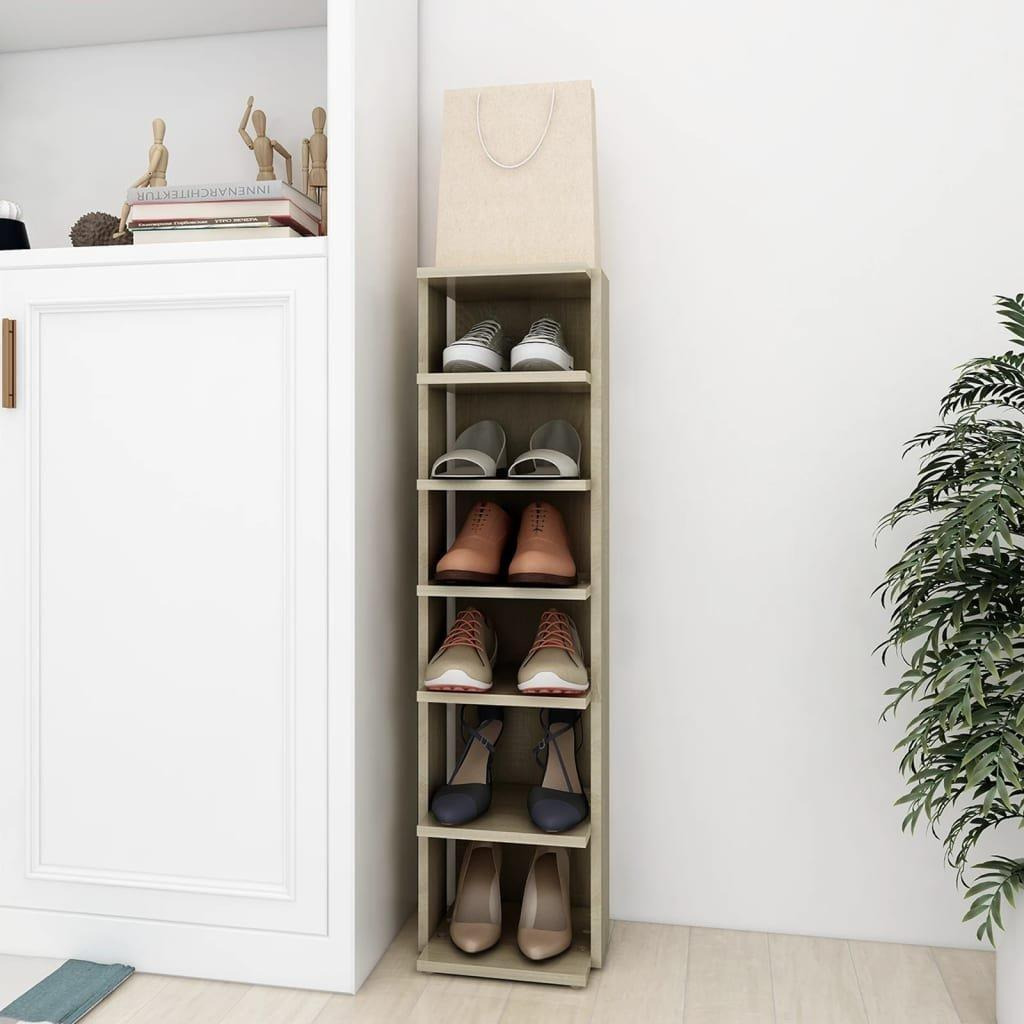 Shoe Cabinet Sonoma Oak 27.5x27x102 cm Engineered Wood - image 1