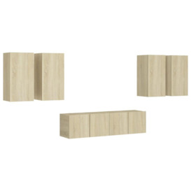 6 Piece TV Cabinet Set Sonoma Oak Engineered Wood - thumbnail 2