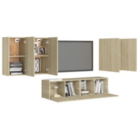 6 Piece TV Cabinet Set Sonoma Oak Engineered Wood - thumbnail 3