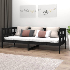 Day Bed Black Solid Wood Pine 80x200 cm