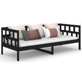 Day Bed Black Solid Wood Pine 80x200 cm - thumbnail 2