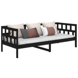 Day Bed Black Solid Wood Pine 80x200 cm - thumbnail 3