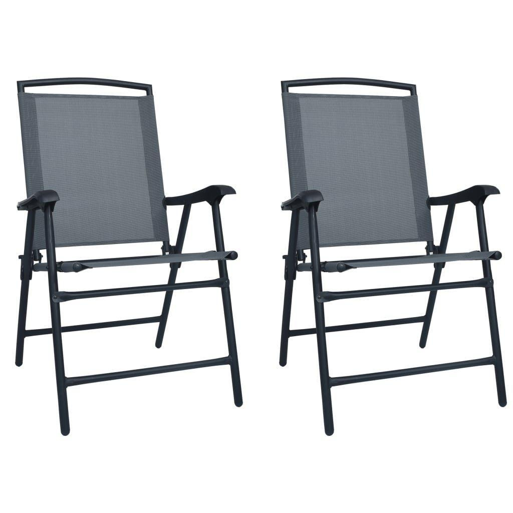 Folding Garden Chairs 2 pcs Texilene Grey - image 1