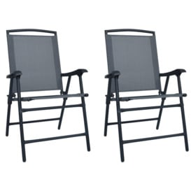 Folding Garden Chairs 2 pcs Texilene Grey - thumbnail 1