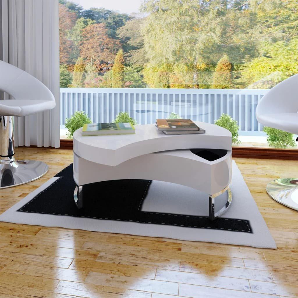 Coffee Table Shape-adjustable High Gloss White - image 1
