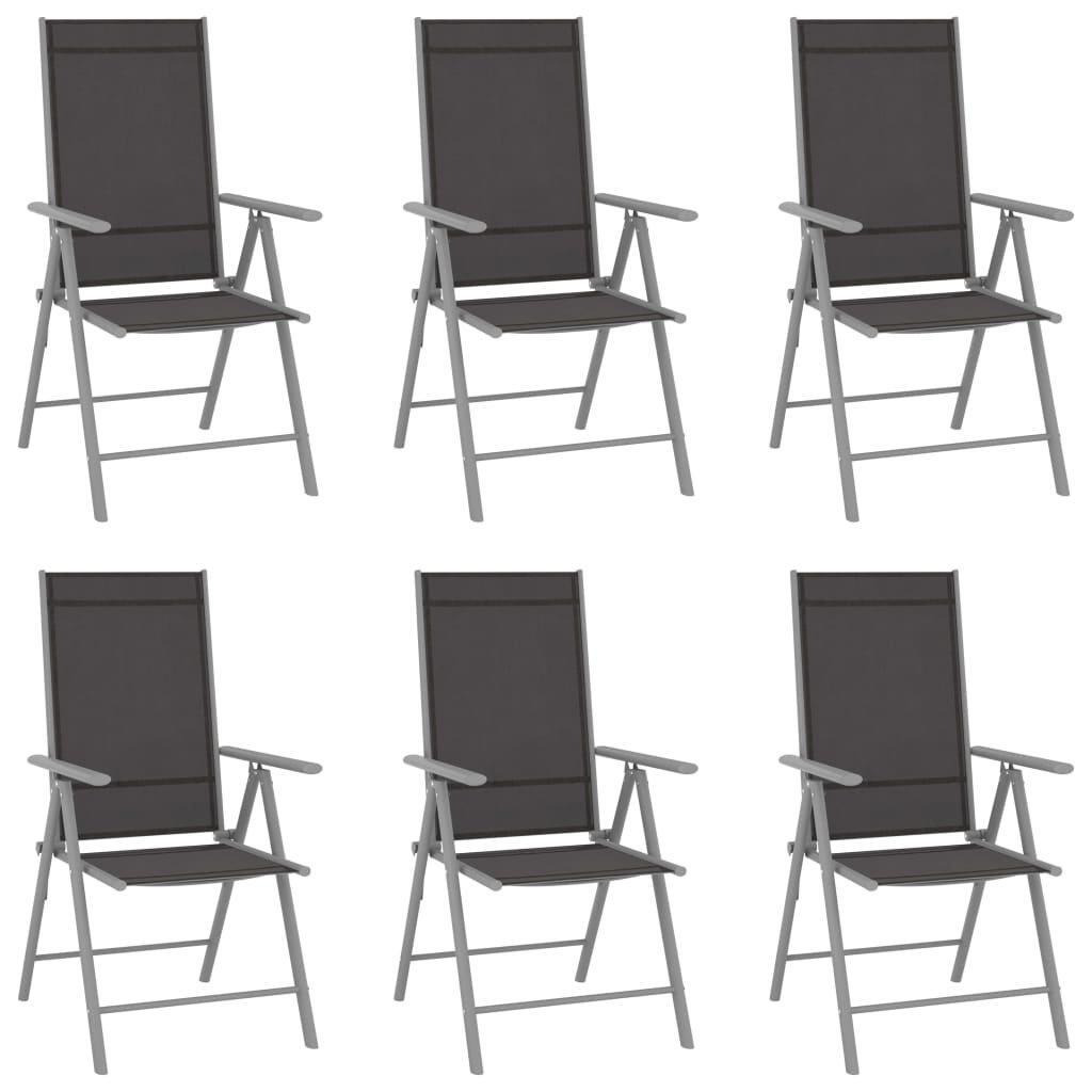 Folding Garden Chairs 6 pcs Textilene Black - image 1