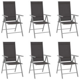 Folding Garden Chairs 6 pcs Textilene Black - thumbnail 1
