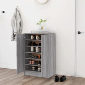 Shoe Cabinet Grey Sonoma 60x35x92 cm Engineered Wood - thumbnail 1