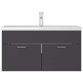 Sink Cabinet with Built-in Basin Grey Engineered Wood - thumbnail 3