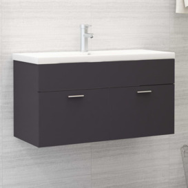 Sink Cabinet with Built-in Basin Grey Engineered Wood