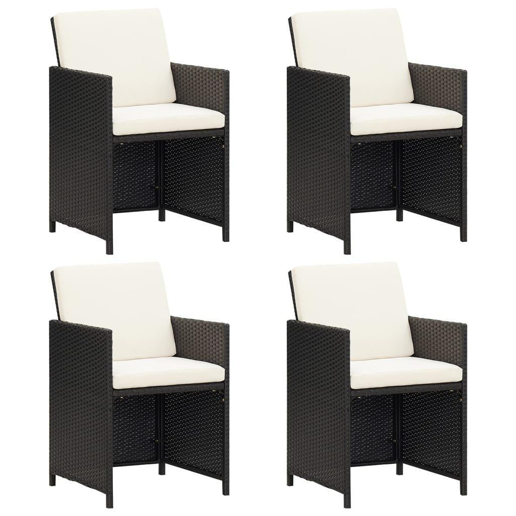 Garden Dining Chairs with Cushions 4 pcs Black Poly Rattan - image 1