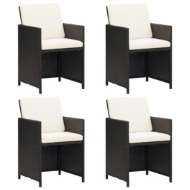 Garden Dining Chairs with Cushions 4 pcs Black Poly Rattan - thumbnail 1