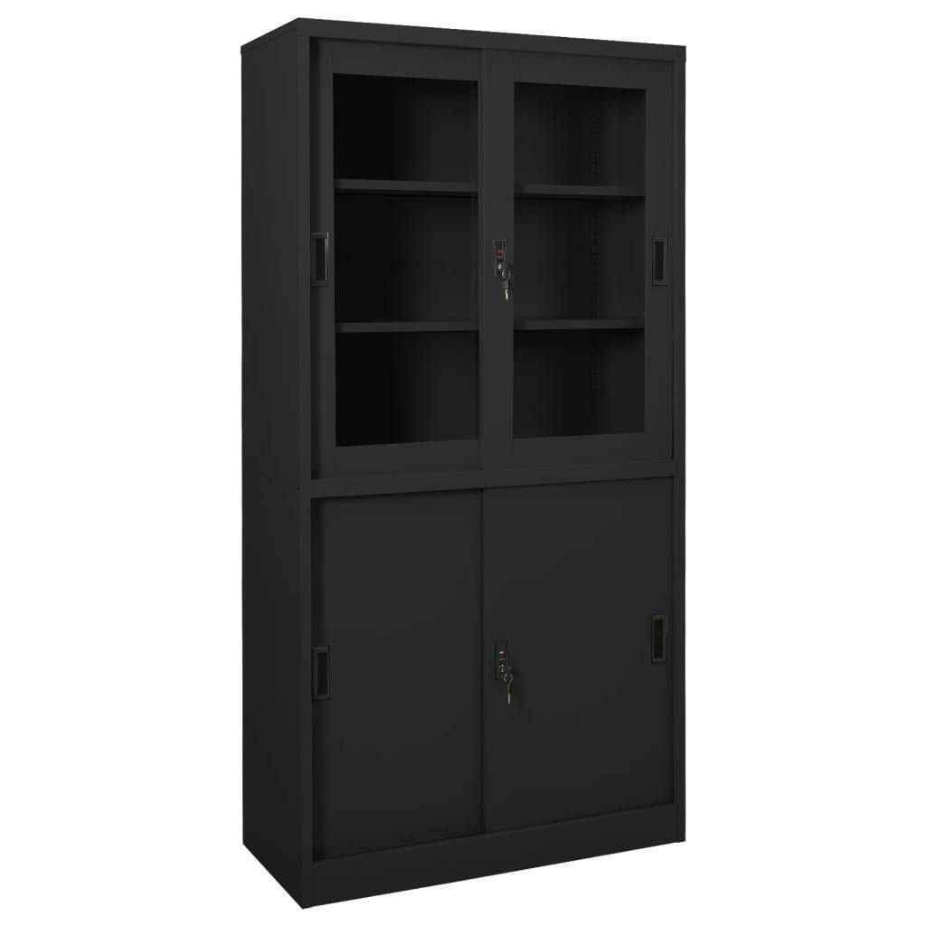Office Cabinet with Sliding Door Anthracite 90x40x180 cm Steel - image 1