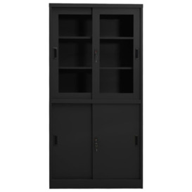 Office Cabinet with Sliding Door Anthracite 90x40x180 cm Steel - thumbnail 2