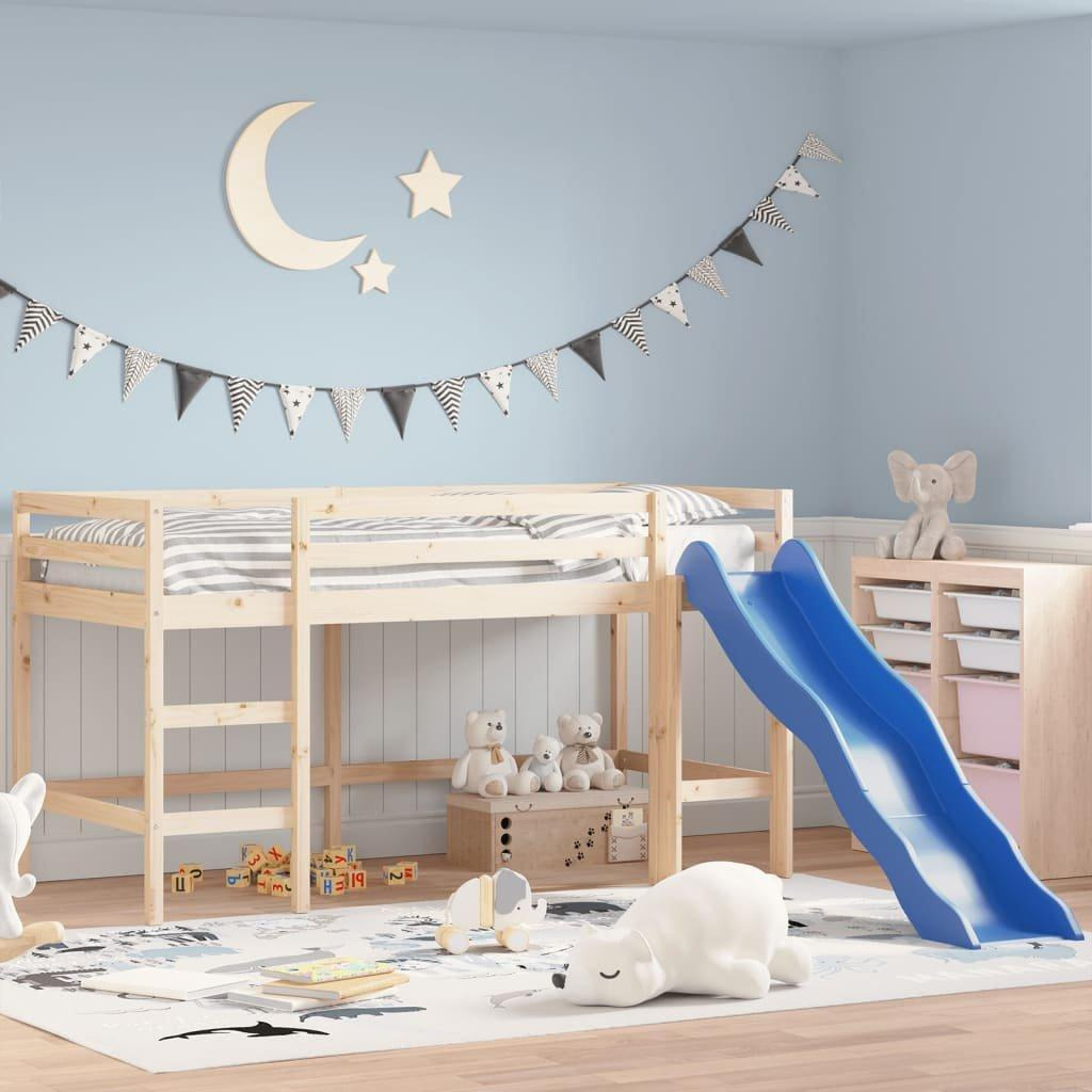 Kids' Loft Bed with Slide 90x190 cm Solid Wood Pine - image 1