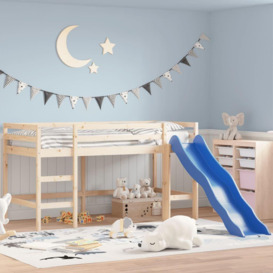 Kids' Loft Bed with Slide 90x190 cm Solid Wood Pine - thumbnail 1