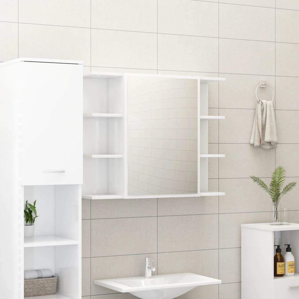 Bathroom Mirror Cabinet High Gloss White 80x20.5x64 cm Engineered Wood - image 1