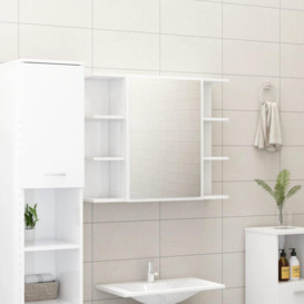 Bathroom Mirror Cabinet High Gloss White 80x20.5x64 cm Engineered Wood - thumbnail 1