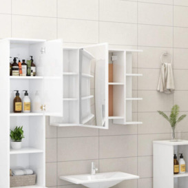 Bathroom Mirror Cabinet High Gloss White 80x20.5x64 cm Engineered Wood - thumbnail 3