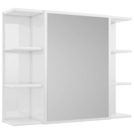 Bathroom Mirror Cabinet High Gloss White 80x20.5x64 cm Engineered Wood - thumbnail 2