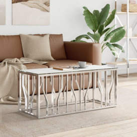Coffee Table Silver 110x45x45 cm Stainless Steel and Glass