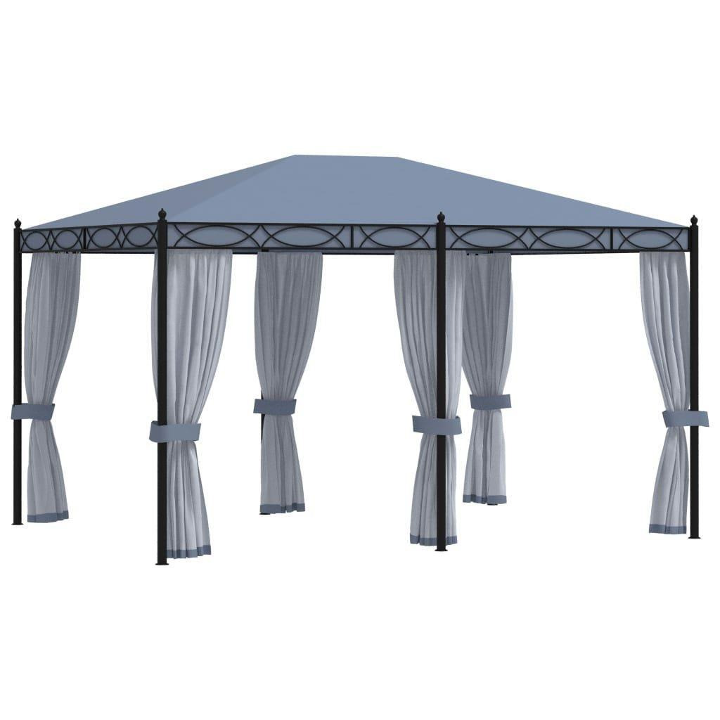 Gazebo with Mesh Screens 3x4 m Anthracite Steel - image 1
