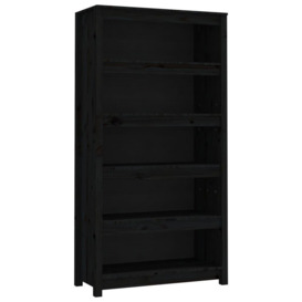 Book Cabinet Black 80x35x154 cm Solid Wood Pine - thumbnail 2
