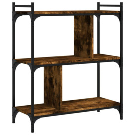Bookcase 3-Tier Smoked Oak 76x32x88 cm Engineered Wood - thumbnail 2