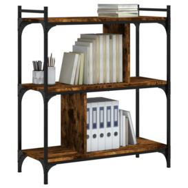 Bookcase 3-Tier Smoked Oak 76x32x88 cm Engineered Wood - thumbnail 3
