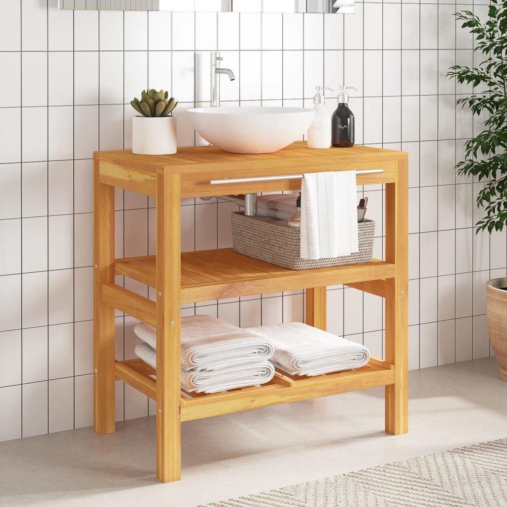Bathroom Vanity Cabinet with 2 Shelves 74x45x75 cm Solid Wood - image 1