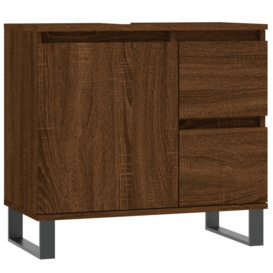 Bathroom Cabinet Brown Oak 65x33x60 cm Engineered Wood - thumbnail 2