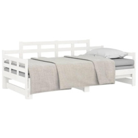 Pull-out Day Bed White Solid Wood Pine 2x(80x200) cm - thumbnail 3