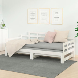 Pull-out Day Bed White Solid Wood Pine 2x(80x200) cm - thumbnail 1