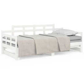 Pull-out Day Bed White Solid Wood Pine 2x(80x200) cm - thumbnail 2