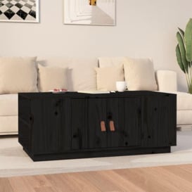Coffee Table Black 100x50x41 cm Solid Wood Pine - thumbnail 1