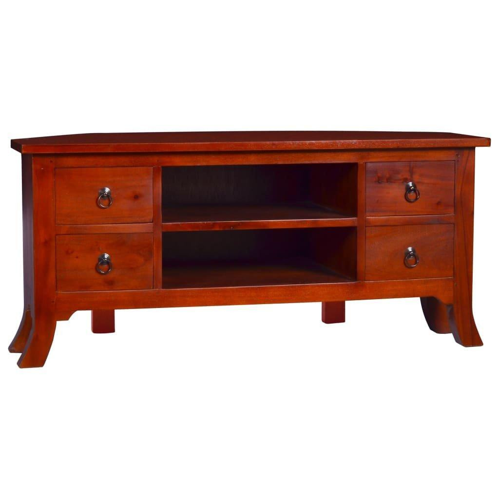 TV Cabinet Classical Brown 100x40x45 cm Solid Mahogany Wood - image 1