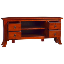 TV Cabinet Classical Brown 100x40x45 cm Solid Mahogany Wood - thumbnail 2