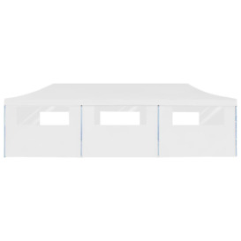 Folding Pop-up Party Tent with 8 Sidewalls 3x9 m White - thumbnail 3